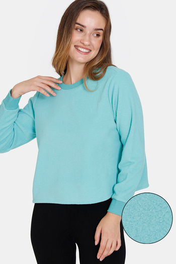 Buy Zivame Polar Fleece Knit Poly Loungewear Top - Agate Green